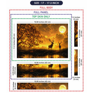Landscape Deer Golden Moon Sunset Laptop Skin - View 9