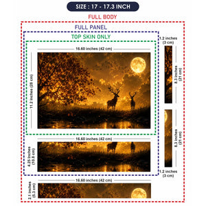 Landscape Deer Golden Moon Sunset Laptop Skin - View 9