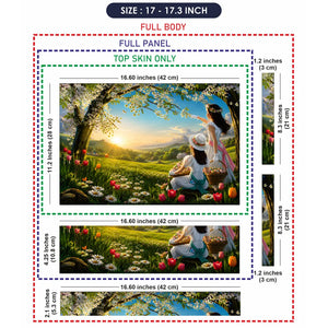 Landscape Spring Meadow Sunrise with Children Laptop Skin - View 9