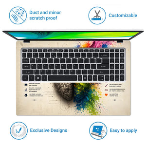 Left Right Brain Splash Paint Laptop Skin - View 5