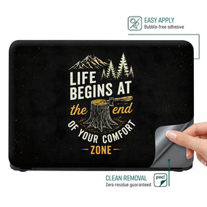 Life Begins Comfort Zone Axe Laptop Skin - View 4