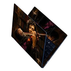 Lifestyle Sherlock Violinist in Library Painting Laptop Skin - View 2