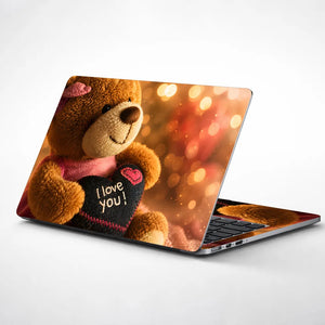 Lifestyle Teddy Bear Holding I Love You Heart Laptop Skin - View 1