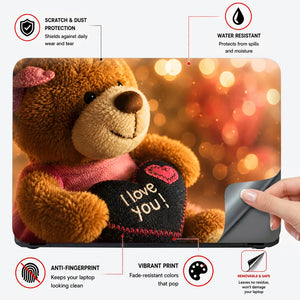 Lifestyle Teddy Bear Holding I Love You Heart Laptop Skin - View 4