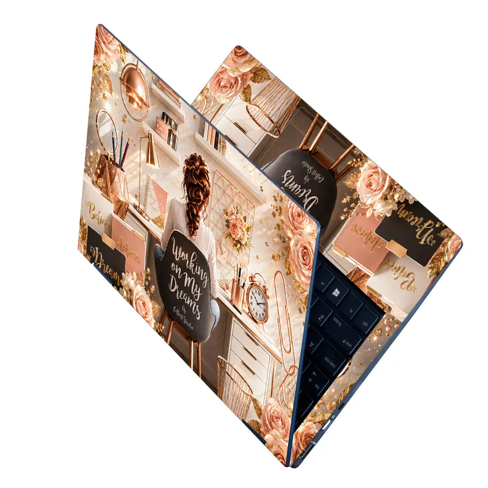 Lifestyle Workspace Rose Gold Dreams Laptop Skin - View 2