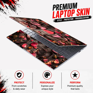Love Cookies Hearts Wood Romance Laptop Skin - View 3