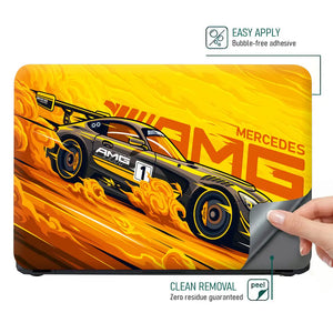 Mercedes AMG GT3 Yellow Laptop Skin - View 4