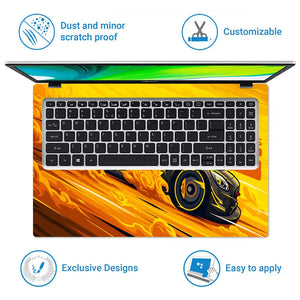Mercedes AMG GT3 Yellow Laptop Skin - View 5