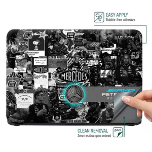 Mercedes F1 Car Driver Collage Laptop Skin - View 4