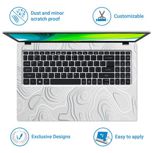Minimal White Topographic Abstract Design Laptop Skin - View 5