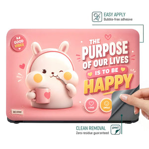 Motivation Bunny Purpose Of Lives Happy Laptop Skin - View 4