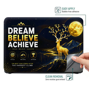 Motivation Deer Dream Believe Achieve Moon Laptop Skin - View 4