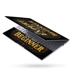 Motivation Expert Beginner Typography Gold Laptop Skin - View 3