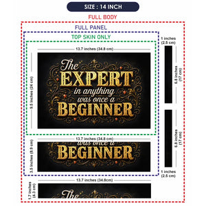 Motivation Expert Beginner Typography Gold Laptop Skin - View 7
