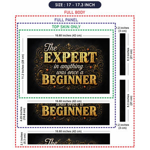 Motivation Expert Beginner Typography Gold Laptop Skin - View 9