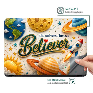 Motivation The Universe Loves a Believer Cosmic Script Laptop Skin - View 4