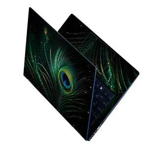 Nature Peacock Feather Dark Bokeh Laptop Skin - View 2