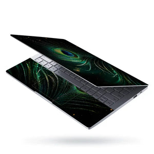 Nature Peacock Feather Dark Bokeh Laptop Skin - View 3