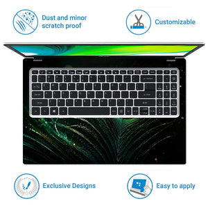 Nature Peacock Feather Dark Bokeh Laptop Skin - View 5