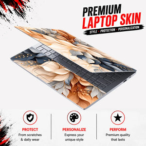 Navy Cream Floral Leaf Bouquet Laptop Skin - View 3