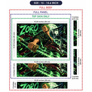 Neon Green Three-Sword Moonlit Samurai Laptop Skin - View 8