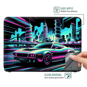 Neon Muscle Car Laptop Skin - View 4