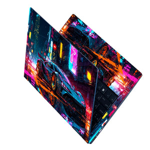 Neon Supercar Chase Laptop Skin - View 2