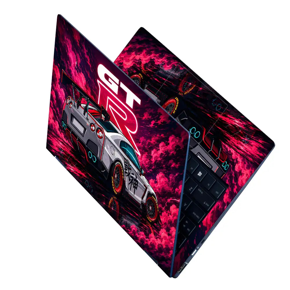 Nissan GTR Pink Cloud Neon Laptop Skin - View 2