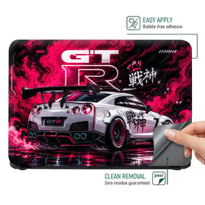 Nissan GTR Senshin Pink Neon Laptop Skin - View 4