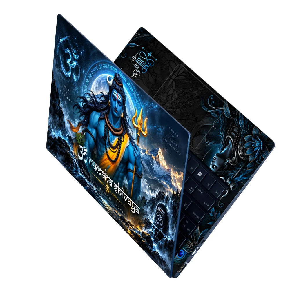 Om Namaha Shivaya Gold Trishul Laptop Skin - View 2