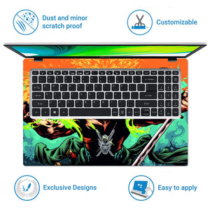 One Piece Roronoa Zoro Three Swords Laptop Skin - View 5