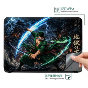 One Piece Zoro Blue Light Battle Laptop Skin - View 4