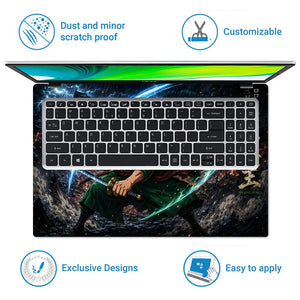 One Piece Zoro Blue Light Battle Laptop Skin - View 5
