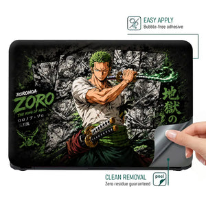 One Piece Zoro Manga White Shirt Laptop Skin - View 4