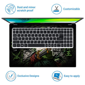 One Piece Zoro Manga White Shirt Laptop Skin - View 5