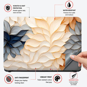 Pastel Leaves Cream Orange Laptop Skin - View 4