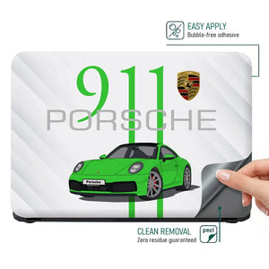 Porsche 911 Green SideStripe Laptop Skin - View 4