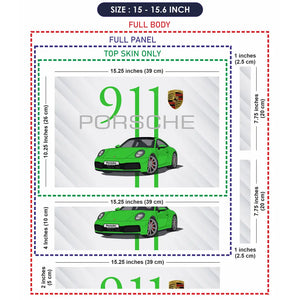 Porsche 911 Green SideStripe Laptop Skin - View 8