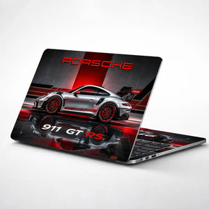 Porsche 911 GT RS Silver Studio Laptop Skin - View 1