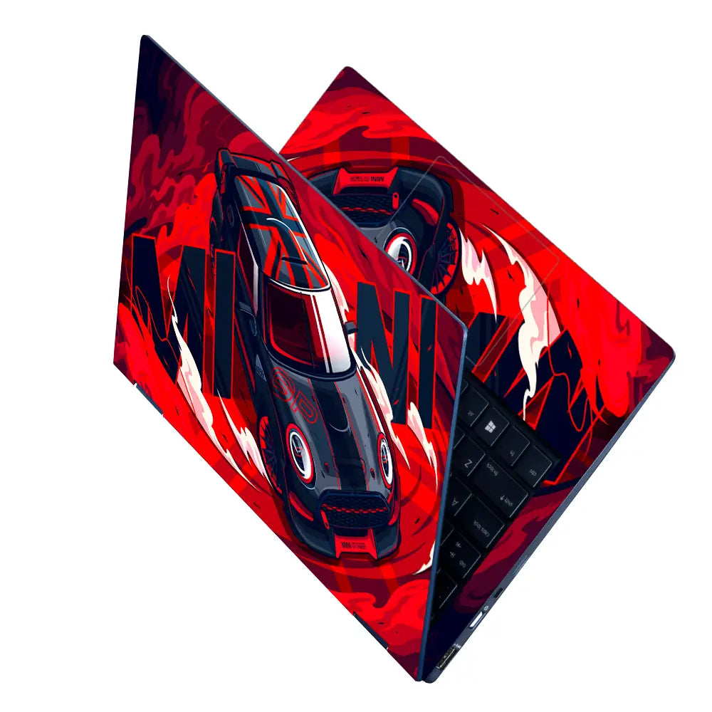 Porsche 911 GT3 RedBlack Flames Laptop Skin - View 2