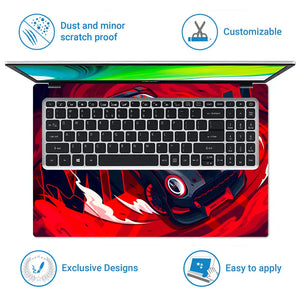 Porsche 911 GT3 RedBlack Flames Laptop Skin - View 5