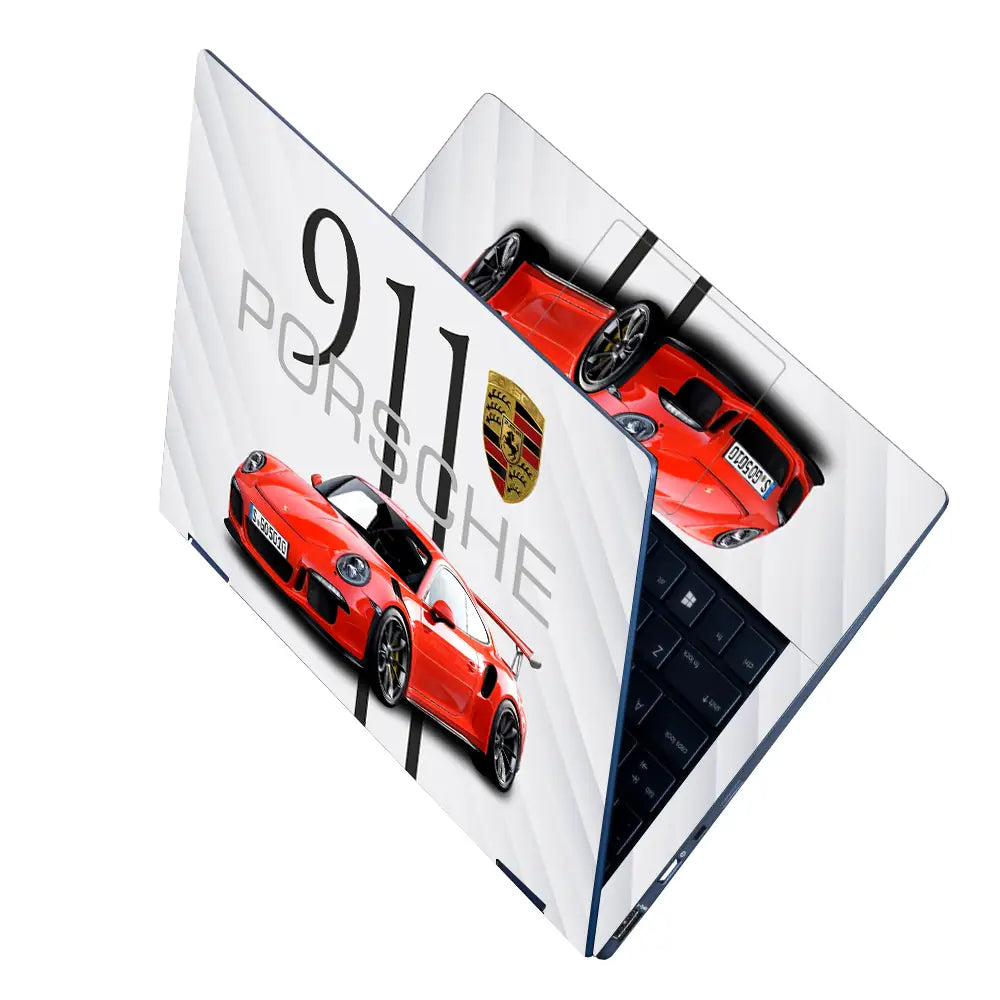 Porsche 911 Red Convertible Laptop Skin - View 2