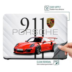 Porsche 911 Red Convertible Laptop Skin - View 4