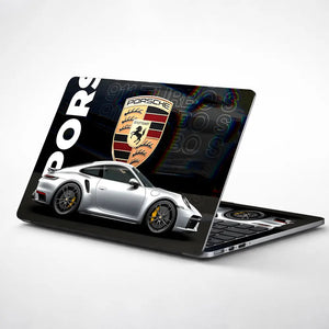 Porsche 911 Silver SideView Laptop Skin - View 1
