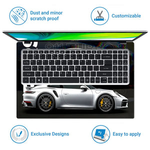 Porsche 911 Silver SideView Laptop Skin - View 5