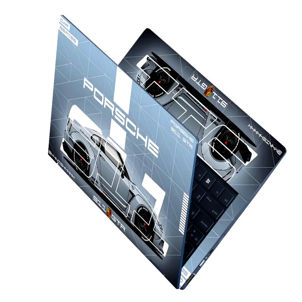 Porsche 911 Technical Blueprint Laptop Skin - View 2