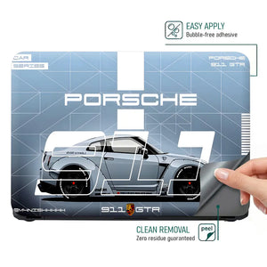 Porsche 911 Technical Blueprint Laptop Skin - View 4