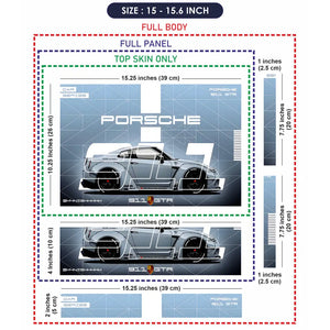 Porsche 911 Technical Blueprint Laptop Skin - View 8