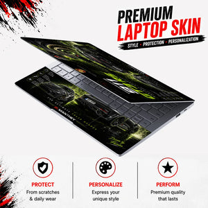 Porsche GT3RS Manthey Green Black Laptop Skin - View 3