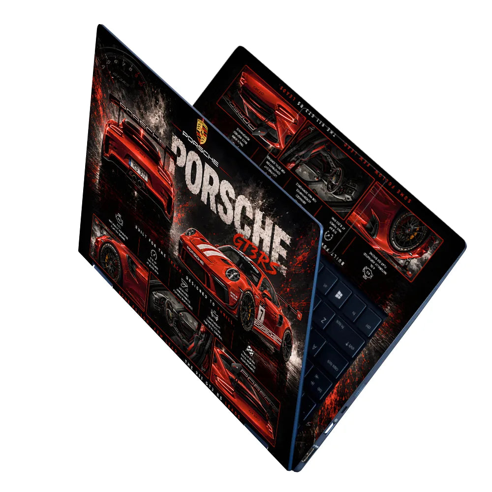 Porsche GT3RS Red Track Weapon Laptop Skin - View 2